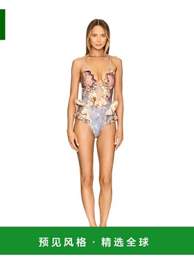 1h可退 香港直邮ZIMMERMANN 女士 Tallow 瀑布褶边连身连体泳衣 3