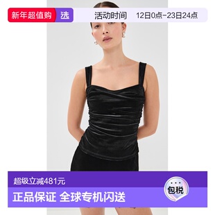 1h可退 香港直邮REFORMATION 女士 Trish 针织上衣 black黑色 舒