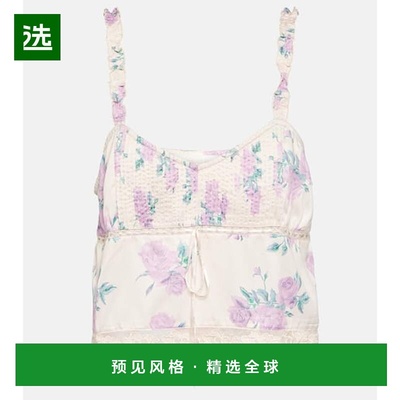 1h可退 香港直邮LOVESHACKFANCY 女士 Lanzo 花朵上衣 pink粉色