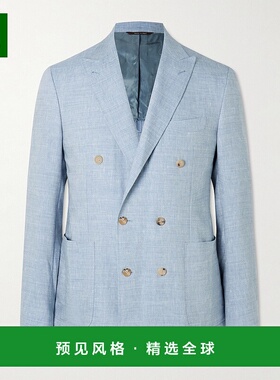 1h可退 香港直邮Canali 康钠丽 男士 Kei 无结构双排扣亚麻羊毛混