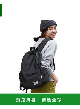 日本直邮【】Coca女士背包黑色全侧带拉链大容量时尚潮流双肩包