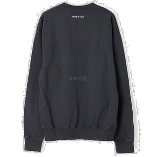 韩国直邮Sporty&Rich Wellness Club植绒圆领毛衣褪色黑/白卫衣