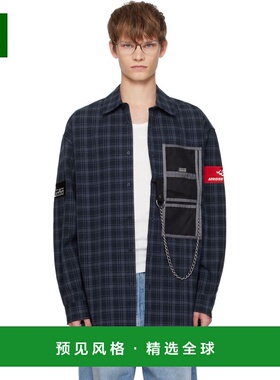 1h可退 香港直邮Martine Rose 男士 海军蓝 Wallet 衬衫 477WS325