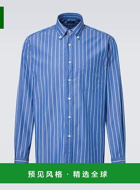 1h可退 香港直邮Slowear 男士 条纹棉质衬衫 blue蓝色 舒适时尚