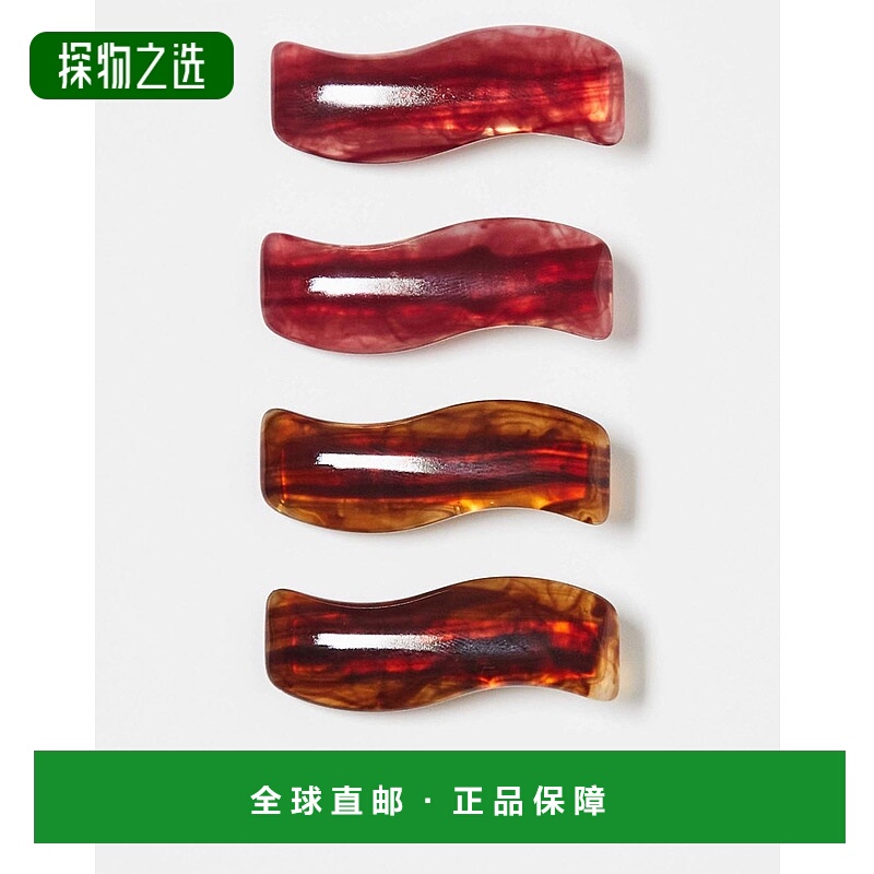 香港直邮ASOS 女士 波浪树脂设计发夹(4件套) colorful花色 舒适