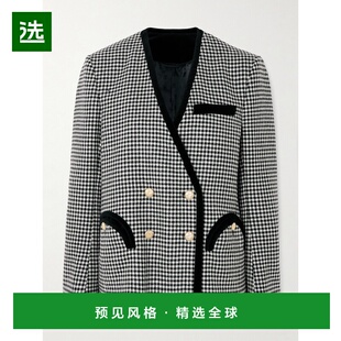 1h可退 香港直邮blazé milano 女士 Sunset 双排扣天鹅绒饰边千