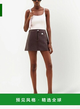 香港直邮Courreges 按扣刺绣徽标半身裙 PERCJU001VY0014短裙