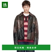 香港直邮Andersson Bell 1h可退 男士 黑色 棕色拼接皮革夹克