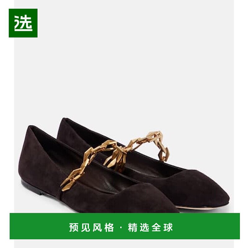 香港直邮Jimmy Choo 周仰杰 女士 Diamond Tilda 绒面革玛丽珍平