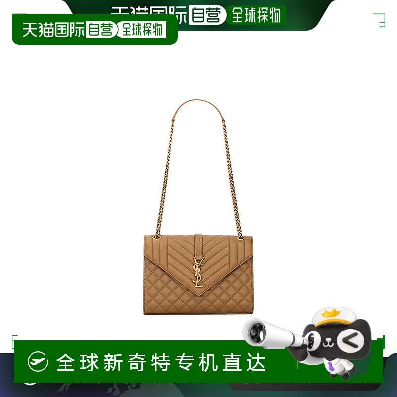 【99新未使用】欧洲直邮YSL/圣罗兰24新款 女士中号棕色羊皮革翻