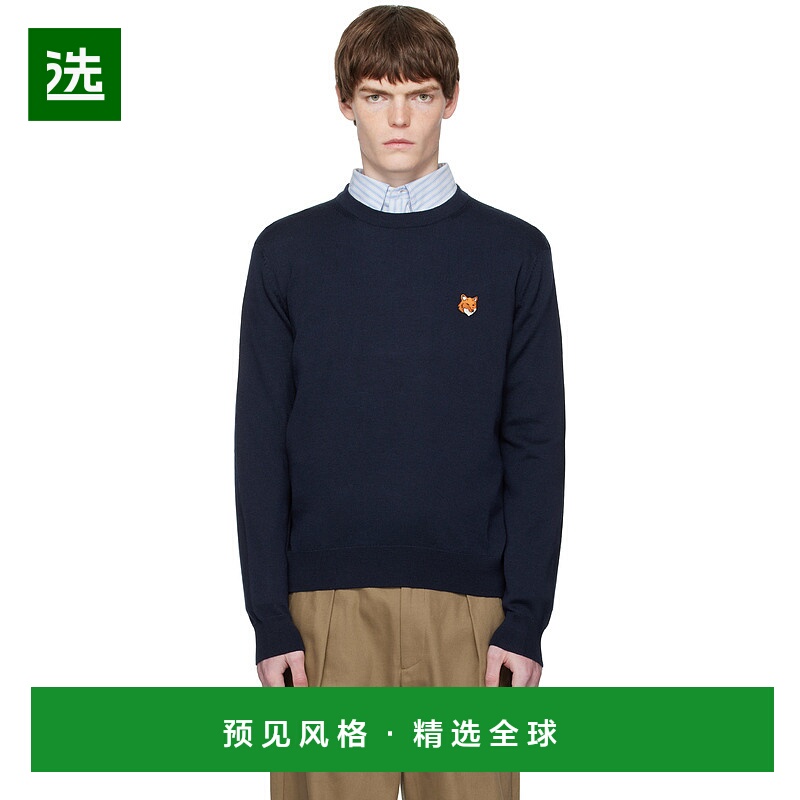 1h可退 香港直邮MAISON KITSUNE 男士 海军蓝 Bold Fox Head Patc