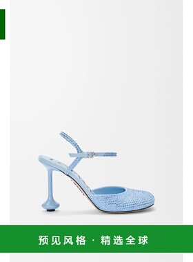 1h可退 欧洲直邮Loewe罗意威 Toy女士浅蓝色丝绒皮革卵石纹字母图