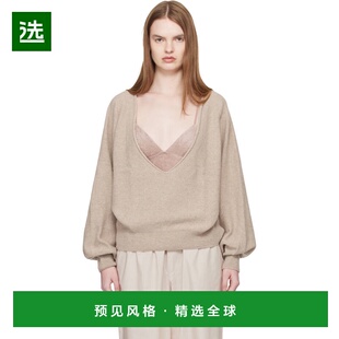 1h可退 香港直邮Baserange 女士 驼色 Soar V Neck 毛衣 PUSOV