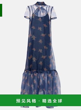 香港直邮Staud 女士 Calluna 荷叶边欧根纱长款连衣裙