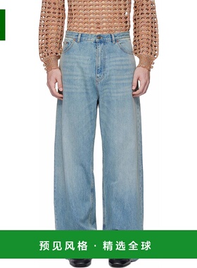 香港直邮valentino 华伦天奴 男士 蓝色褪色牛仔裤 6V0DE04NAV4