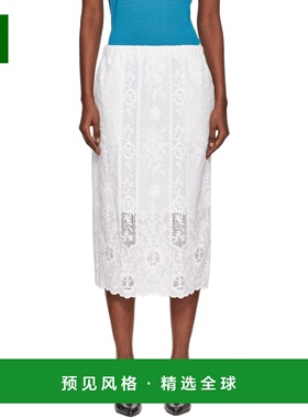 1h可退 香港直邮Wales Bonner 女士 白色 Willow 半身裙 WA25SK04