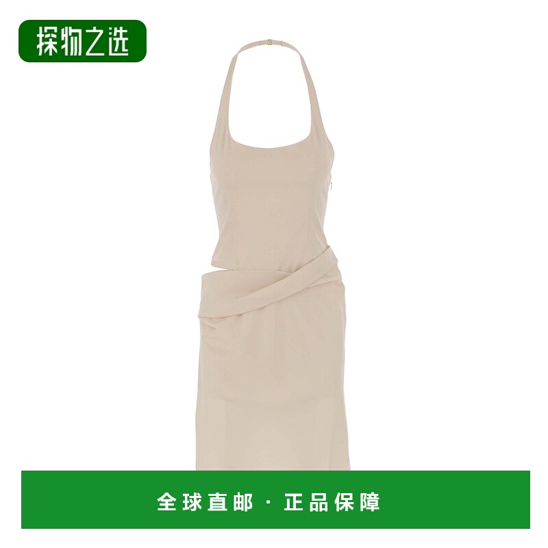香港直发Jacquemus女士米色徽标连衣裙柔软亲肤简约潮流221DR011