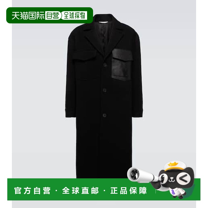1h可退 香港直邮Valentino 华伦天奴 男士 皮革边羊毛大衣