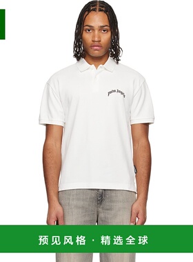 香港直邮Palm Angels 棕榈天使 男士 白色 Curved Logo Polo 衫 P