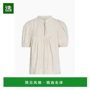 1h可退 香港直邮SEE BY CHLOÉ 女士 褶皱印花棉质府绸衫 CHS21UHT