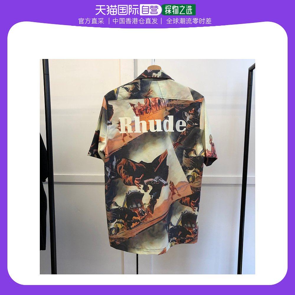 香港直邮rhude【折上折】rhude 西部牛仔缎面衬衫 rhu07ms20155 m