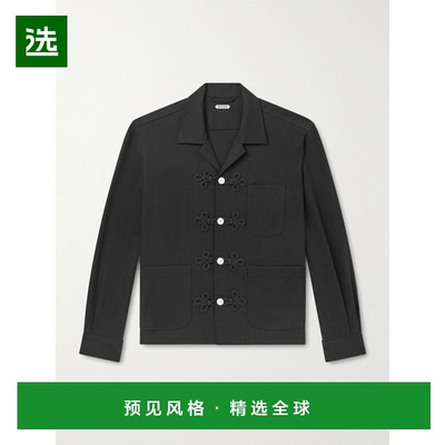 1h可退 香港直邮Bode 男士 Astor Trillium Camp-Collar 刺绣羊毛