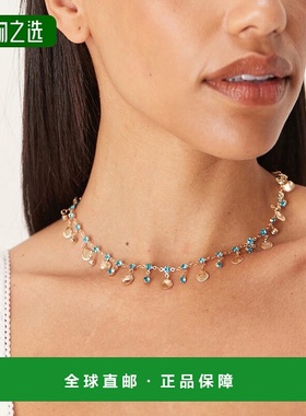 香港直邮ASOS 女士 droplets 设计迷你镀金贝壳蓝色人造水晶项链