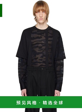 1h可退 香港直邮Feng Chen Wang 男士 黑色迷彩套头衫 FMS15SS05