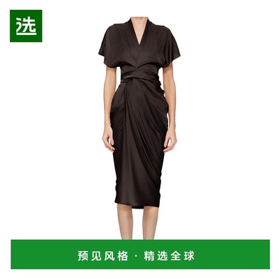 香港直邮Rick Owens 缎面裹身连衣裙 RP01E7542SCH