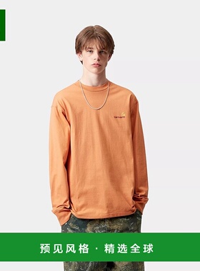 欧洲直邮Carhartt Wip 男士橙色棉长袖T恤针织