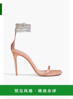 1h可退 香港直邮Amina Muaddi 女士 Giorgia 水晶装饰绸缎凉鞋 GI