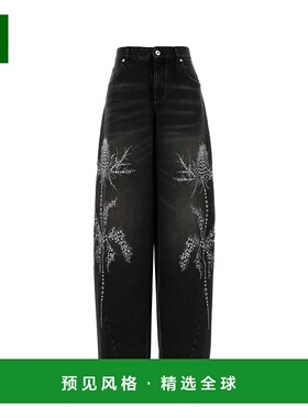 1h可退 香港直邮Blumarine 蓝色情人 女士 黑色阔腿牛仔裤 4J122A