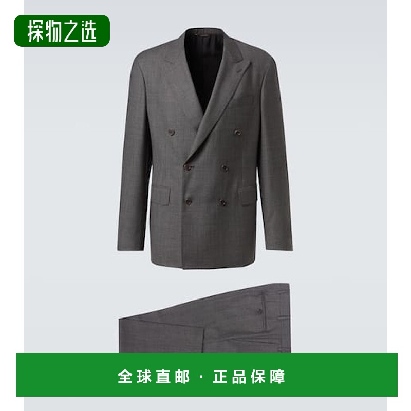 香港直邮Canali 康钠丽 男士 双排扣羊毛套装 grey灰色 舒适时尚