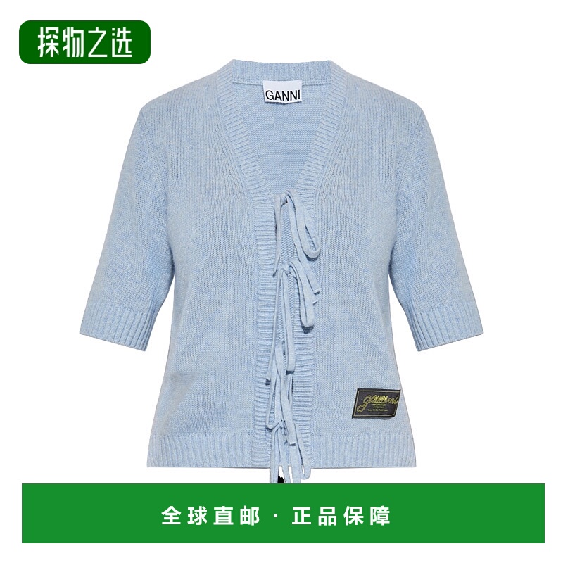 香港直邮Ganni V领短袖针织衫 K2570