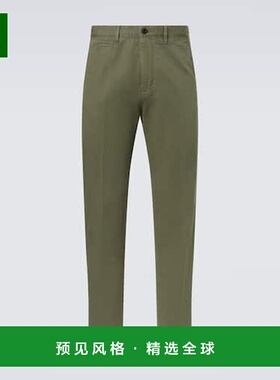 1h可退 香港直邮Slowear 男士 棉质亚麻修身长裤 green绿色 舒适