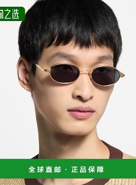 欧洲直邮LV路易威登 男士黑色金属椭圆形太阳镜