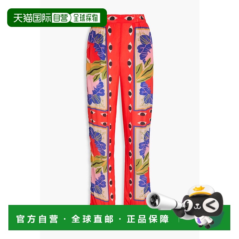 1h可退 香港直邮FARM RIO 女士 印花缎面斜纹布锥形长裤 321577SU