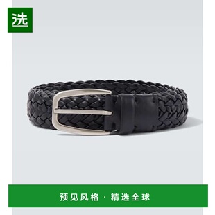 1h可退 香港直邮zegna 杰尼亚 男士 编织皮带腰带 black黑色 舒适