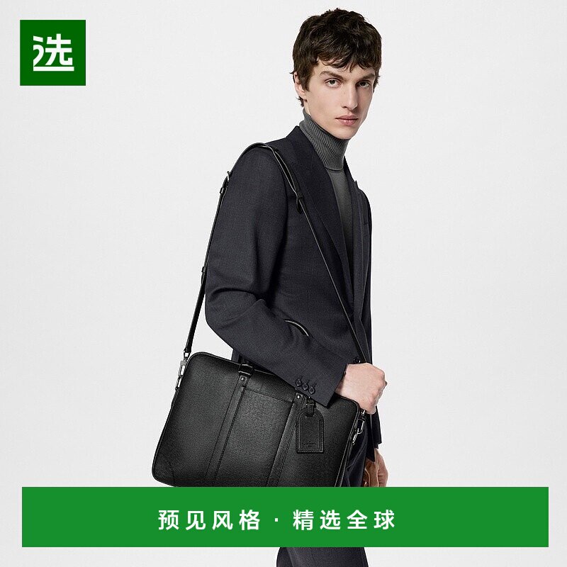 欧洲直邮LV/路易威登 男士黑色牛皮手提包公文包笔记本皮革