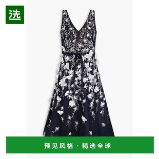 1h可退 香港直邮MARCHESA NOTTE 女士 精饰薄纱中长连衣裙 N55M28