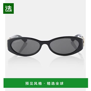 1h可退 香港直邮Gucci 古驰 女士 双G扣椭圆形太阳眼镜 000919