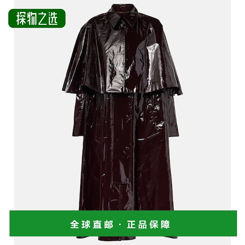 1h可退 香港直邮Chloe 蔻依 女士 披肩涂层棉质大衣 brown棕色 舒