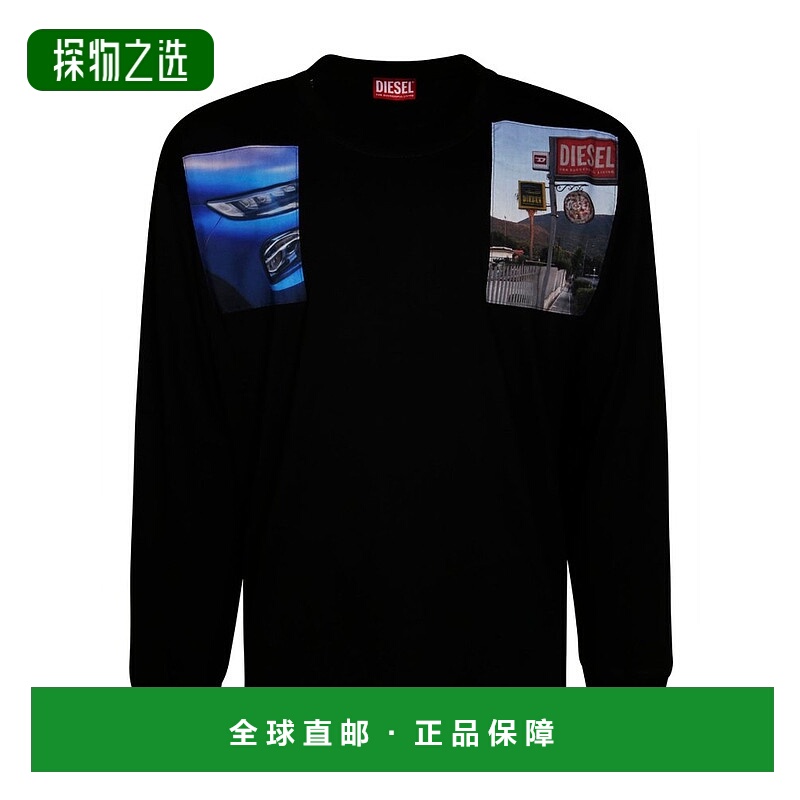 1h可退 香港直邮Diesel 迪赛 男士 T-Boxt-Ls-T5 照片貼片長袖T卹
