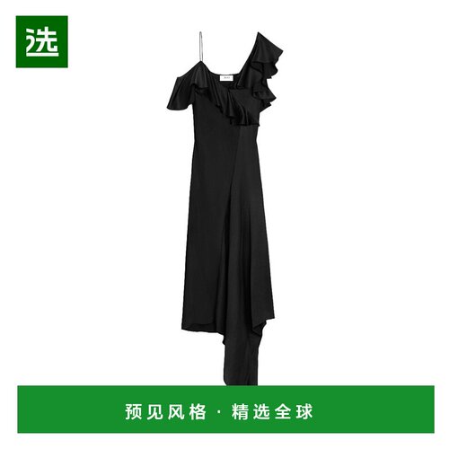 香港直邮Celine 绉纱不对称连衣裙 2R29J346H.真丝露肩