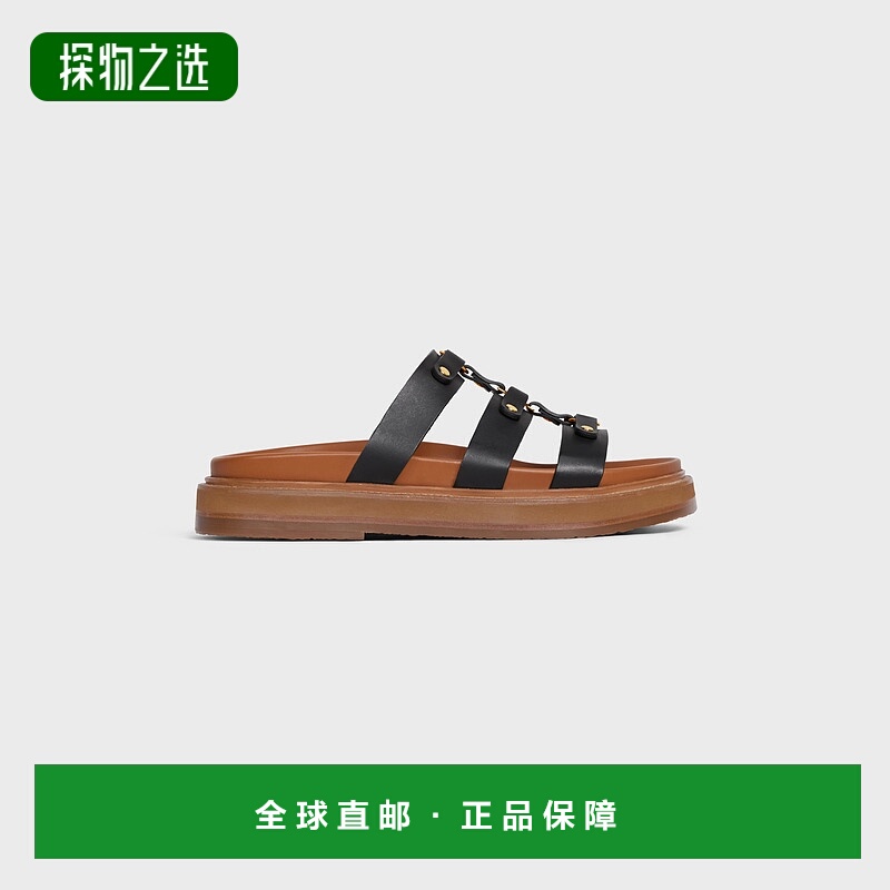 欧洲直邮CELINE(赛琳)24年上新TIPPI植鞣牛皮革便鞋平底金色拖鞋