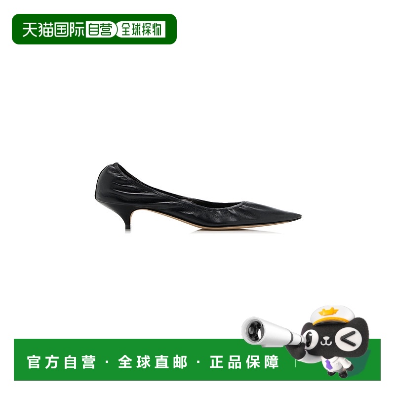 1h可退 香港直邮The Row 女士 Liisa 皮质小跟浅口鞋 black黑色