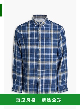 1h可退 香港直邮officine generale 男士 Arsene 格纹亚麻衬衫 S2