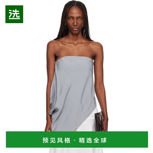 1h可退 香港直邮ST.AGNI 女士 灰色 Strapless Asymm Drape 上装