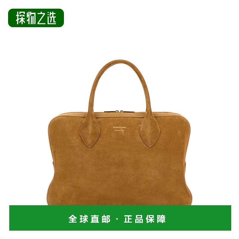 香港直邮Salvatore Ferragamo 菲拉格慕 女士 驼色绒面革中号手袋