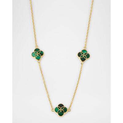 【美国直邮】Jan Leslie 三重花瓣宝石站项链 925纯银 18克拉镀金